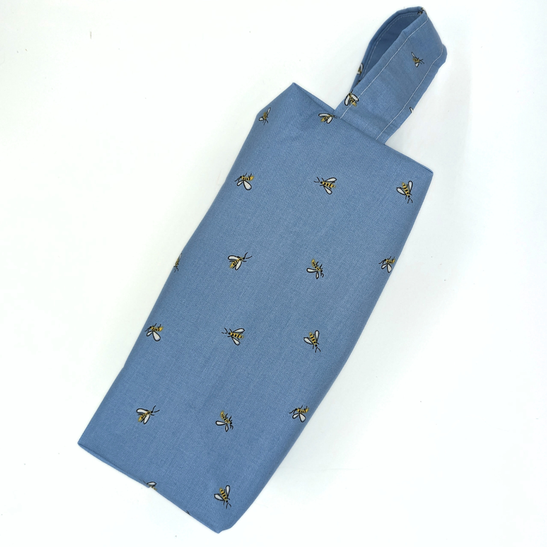 Project Bag with Snaps and Handle - Blue Bees - Small