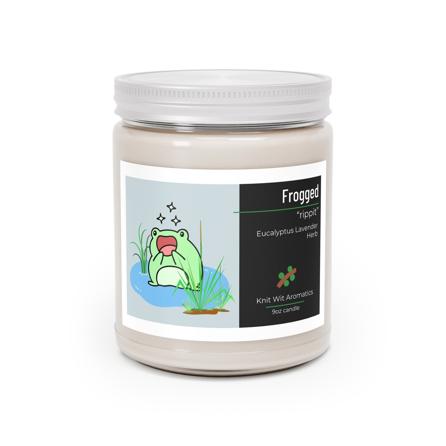 "Frogged" Scented Candle, 9oz Eucalyptus Lavender Herb