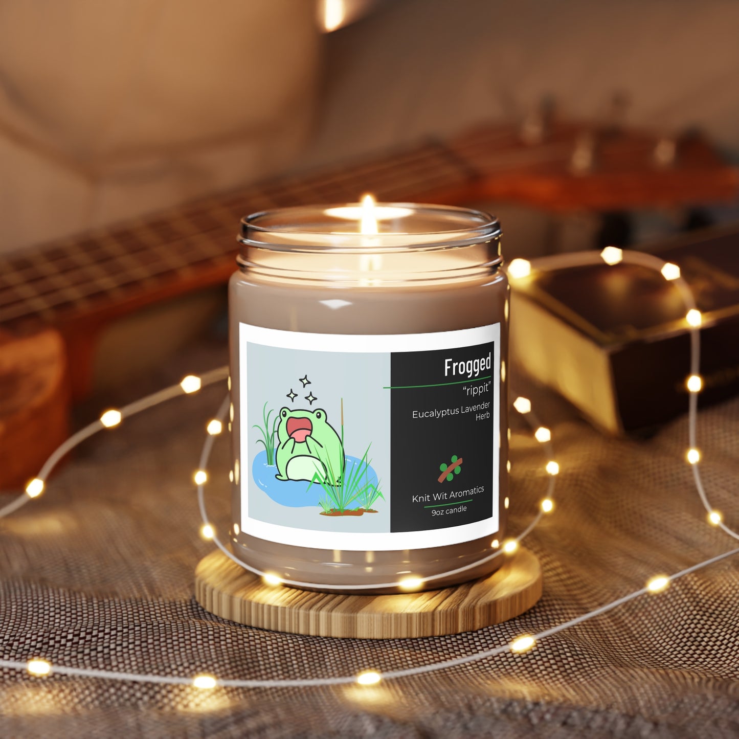 "Frogged" Scented Candle, 9oz Eucalyptus Lavender Herb