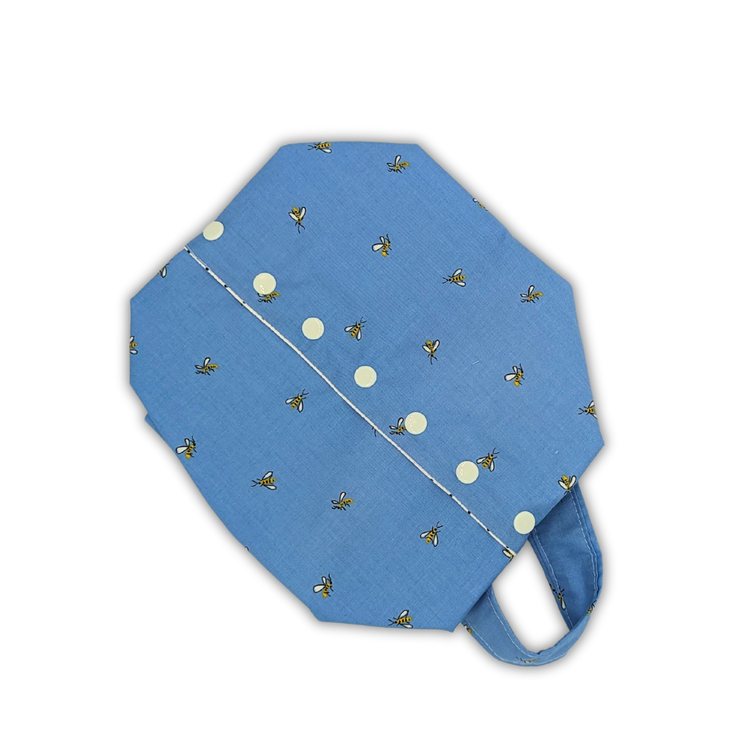 Project Bag with Snaps and Handle - Blue Bees - Medium